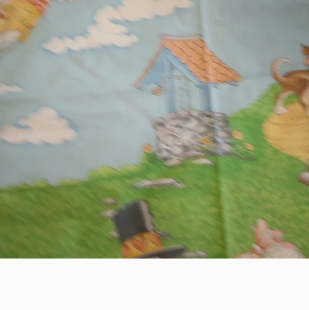 FABRIC PANEL Vintage Nursery Rhyme Fabric Panel, Mother Goose Characters 34 X 42